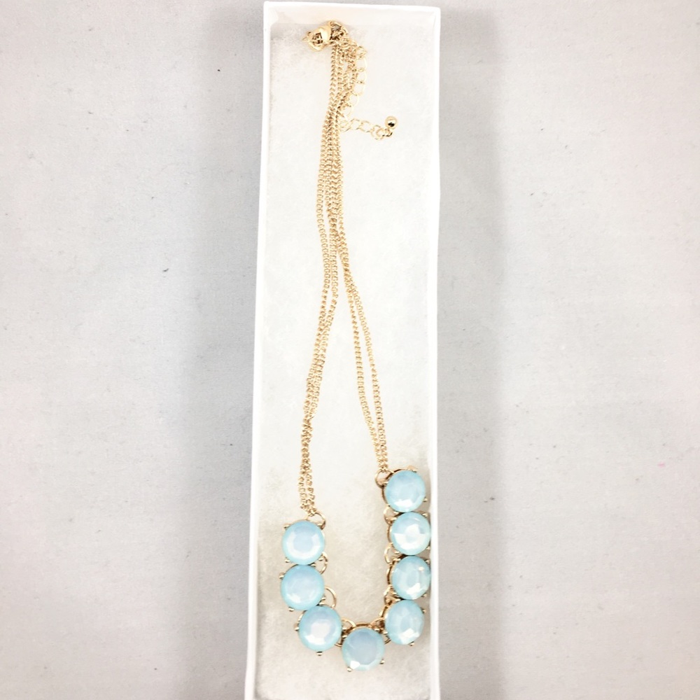 Beautiful Light Blue and Gold Necklace, NWOT
